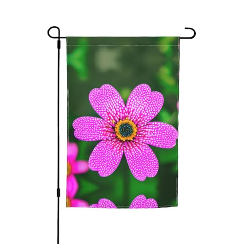 Gepunktete rosa Blume, exquisite Gartenflaggen für den Außenbereich, lebendige Frühlingsgartenflagge, Willkommensflagge, kleine Gartenflaggen von GaxfjRu