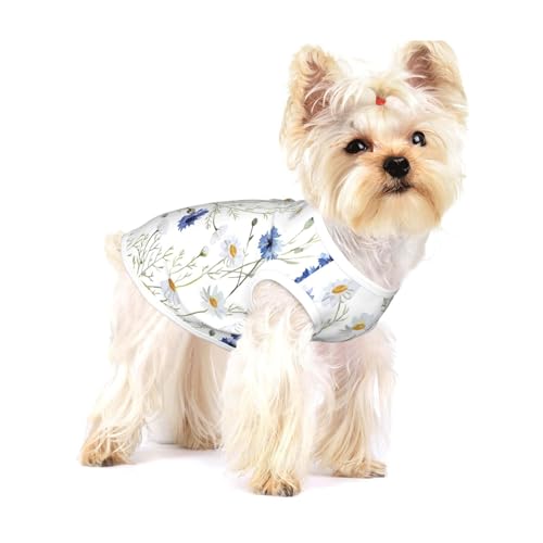 Leichtes Tanktop für Hunde mit Blumen und Kornblumen, Gänseblümchen, für kleine Hunde, dehnbar, ärmellos Leichtes Tanktop für Hunde mit Blumen und Kornblumen, Gänseblümchen, für kleine Hunde, dehnbar, ärmellos von GaxfjRu