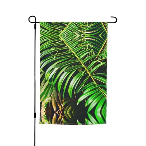 Palmengrüne Blätter, exquisite Gartenflaggen für den Außenbereich, lebendige Frühlingsgartenflagge, Willkommensflagge, kleine Gartenflaggen von GaxfjRu