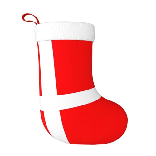 Weihnachtsstrümpfe mit dänischer Flagge von Dänemark, 45,7 cm, Familien-Weihnachtsstrümpfe für Urlaubsdekoration, Weihnachtsschmuck von GaxfjRu