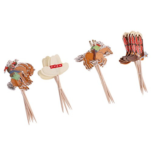 Gazechimp 24-teilige Cupcake-Dekoration für Kindergeburtstag oder Geburt Kinder Geburtstag Muffin Deko - Cowboy, 24 Stück von Gazechimp