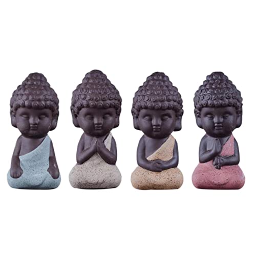 Gazechimp 4er-Set Mini Mönch Buddha Figuren Skulptur Statue Tee Tray Dekor Teezeremonie Zubehör von Gazechimp