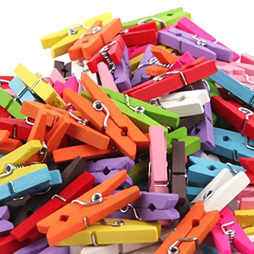 Gazechimp 50/100er gemischte Wäscheklammern bunte Holz Klammern Foto Papier Peg Kleiderroller Pin Klammern 2.5cm - Mehrfarbig2, 100pcs von Gazechimp