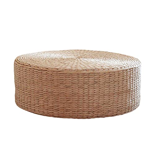 Gazechimp Bodenkissen Rund, Handgewebtes Stroh Sitzkissen, Rattan Sitzkissen Boden, Handmade Bodenmatte Bodenkissen Sitzpouf für Yoga, Wohnzimmer, Schlafzimmer, Balkon, Zen, 40x40 von Gazechimp