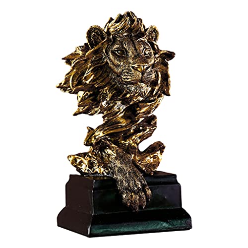 Gazechimp Löwe Statue, Löwen Skulptur Dekoration aus Harz, Moderne Figur Statue Deko für Haus Dekoration, Wohnzimmer, Schlafzimmer, Büro, Weinschrank, Kreative Geschenk, 7,5x5,9x12,6 Zoll, Gold von Gazechimp