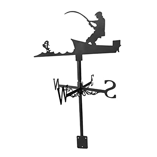 Gazechimp Wetterfahne Metall, Wetterhahn mit Segelbootform, Wetterfahne Garten Deko, Wetterfahne im Antik Stil für Gartenhaus, Windmesser fürs Dach, 34x56cm - Angler von Gazechimp
