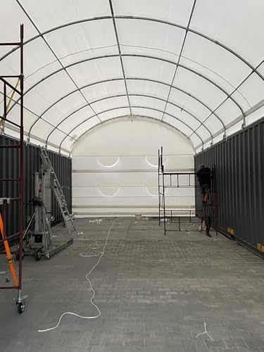 Containerdach 6x6m mit PVC 750g/m2 Rückwand von Gazelt