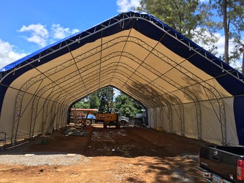 Zelthalle mit Schrägdach 12,2x24,4m PVC 750g/m2 von Gazelt