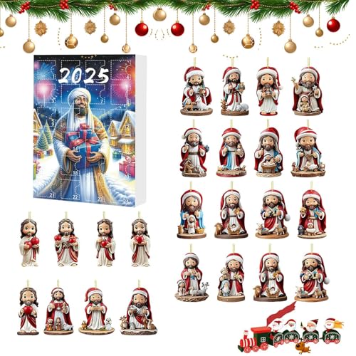 Gazocua 2025 Weihnachts Countdown Kalender - 24 Türchen Jesus Kalender Zum Countdown Bis Weihnachten | Sammelstück Acryl 2D Deko Für Kamin Zaum Baum Wand Fenster von Gazocua