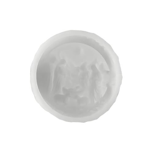 Gazocua Krippenform,Jesus Geburt Kerzenform - 3D Runde Weihnachtsform Einfache Entformung Silikon Für Wachs Harz Backen Gips Fondant Kerze Schokolade Bastelprojekte von Gazocua