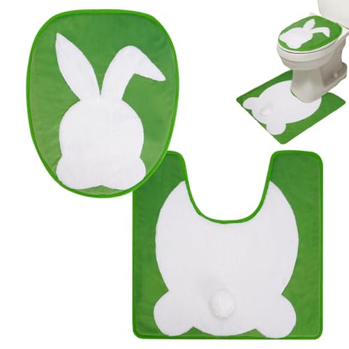 Gazocua Toilettenbezug-Set, WC-Bezug Und Teppich-Set, Kleines Badezimmerteppich-Set, WC-Deckelbezug Für Ostereier, Badezimmermatten-Set WC-Vorleger-Set Badematten-Set, Toilettendeckel-Set von Gazocua