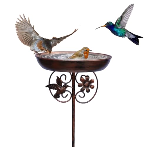 Gazocua Vogelbad - Vogeltränke Mit Erdspieß,Wetterbeständige Vogelschale Garten Deko Für Rasen Terrasse Balkon von Gazocua