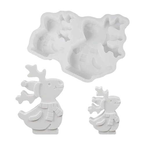 Gazocua Weihnachts Silikonformen | Reh Form,Stehendes Rentier Design mit Niedlichem Ausdruck für Schokolade Seife Backen Home Deko Tischdekoration von Gazocua