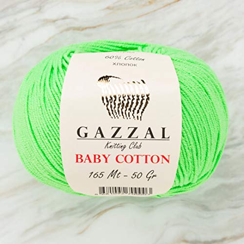 5 Madejas de algodón Gazzal Baby Cotton cada una de 50 g/150 gardas 165 m, suave y fino, 60% algodón, Verde Claro - 3427 5 Madejas de algodón Gazzal Baby Cotton cada una de 50 g/150 gardas 165 m, suave y fino, 60% algodón, Verde Claro - 3427 von Gazzal