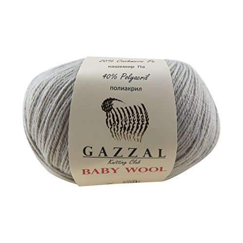 Gazzal Babywolle 50 g / 200 m feines Babygarn, 40 % Lana Merino, 20 % Kaschmir, Grau 817 von Gazzal