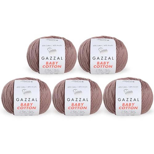 gazzal Baby Baumwolle je Riegel oz (50g)/150 2,7 m (165 m) Weiche, feine Baby Garn, 60% Baumwolle von Gazzal