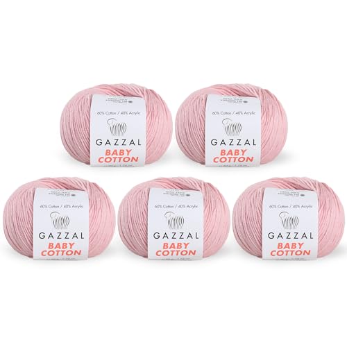 gazzal Baby Baumwolle je Riegel oz (50g)/150 2,7 m (165 m) Weiche, feine Baby Garn, 60% Baumwolle von Gazzal