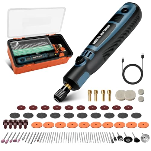 Elektrischer Mini-Rotationswerkzeug Tragbar Graveur Gravurstift Multifunktionswerkzeug, Gravierstift Kabellos USB Wiederaufladierbar Gravur Werkzeug Kit mit 96 Aufsätzen für Schmuck/Holz/Metall/Glas von Gbformat