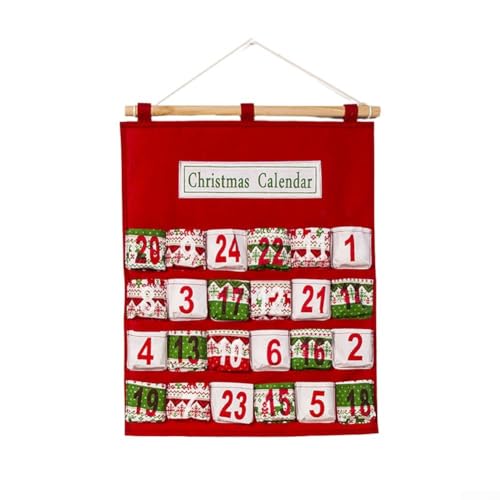 Gbtdoface Adventskalender Taschen,Wiederverwendbarer Adventskalender,Mehrschichtige Süßigkeiten Aufbewahrungstasche Weihnachten Countdown Kalender Lagerung Hängende Tasche von Gbtdoface