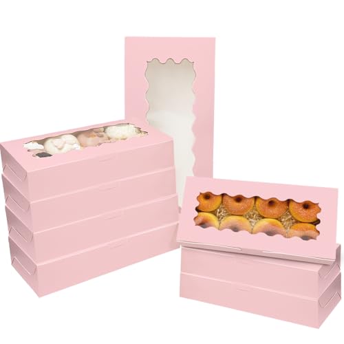 Gcardist 15 Stück Rosa Keksdose mit Fenster 30.48x13.97x6.35cm Zwei Verwendungen Gebäck Keks Bäckerei Box für Verpackung (12x5.5x2.5 Inch) von Gcardist
