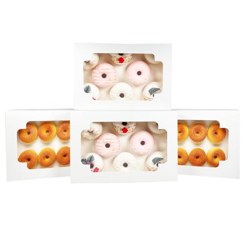 Gcardist Auto-pop Up Weiß Keksdose mit Fenster 30.48x20.32x6.35cm 6 Stück Zwei Verwendungszwecke Eine Sekunde Falten Gebäck Keks Bäckerei Box für Verpackung(12x8x2.5 inch) von Gcardist