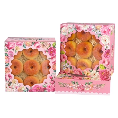Gcardist Der Muttertag Auto-pop Up 20.3x20.3x6.4cm 12 Stück Plätzchen Box mit Fenster Gebäck Macaron Bäckerei Box für Verpackung (8x8x2.5 inch) von Gcardist