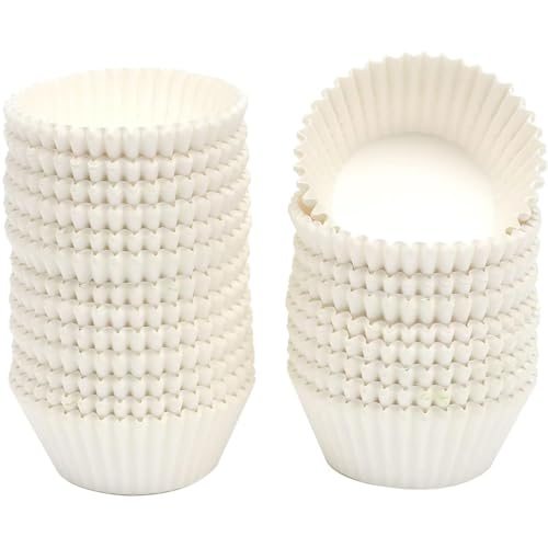 Gcardist Groß Weiße Muffinförmchen Cupcake Becher 200 Stück Lebensmittelqualität Muffinpapier Backförmchen Cupcake Hüllen (Große Größe) von Gcardist
