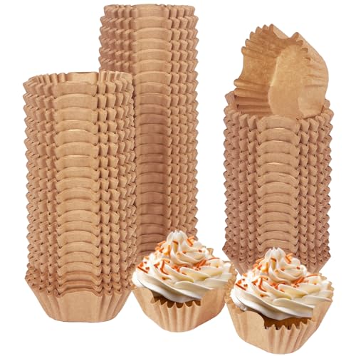 Gcardist Quadratische 200 Stück Braun Muffinförmchen Cupcake-Einsätze Geruchlos, Lebensmittelqualität Backförmchen (Standardgröße) von Gcardist