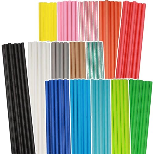 Gcardist Regenbogen-Papierstrohhalme zum Trinken, 150 Stück Einweg-Strohhalme in Großpackung (15 einfarbige) von Gcardist