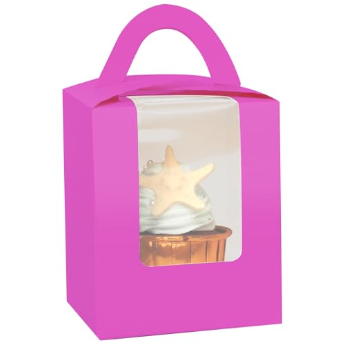 Gcardist Roland Cupcake-Boxen einzelne Cupcake-Halter Einweg 25pcs einzelne Cupcake-Boxen mit Fenster 9,3x9,3x11cm Cupcake-Behälter(3,7x3,7x4,5 Inch) von Gcardist