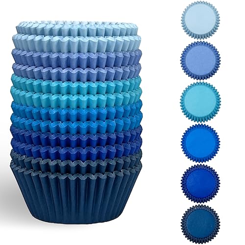 Gcardist Standard-Muffinförmchen Cupcake-Becher Lebensmittelqualität 6 einfarbige blaue 300 Stück Farben Muffinpapier Backförmchen Cupcake-Hüllen (Standardgröße) von Gcardist