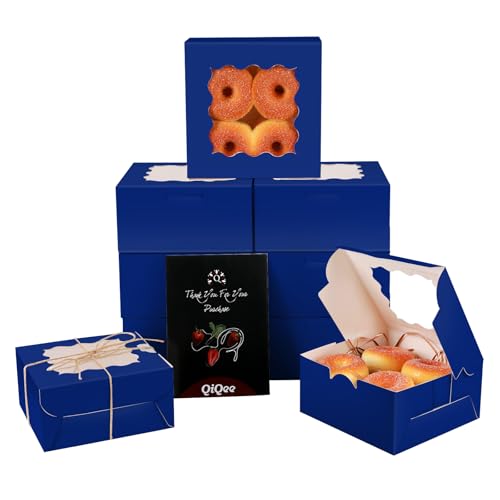 Gcardist Tiefes Blau Keks-Boxen mit Fenster 15 Stück 15.2x15.2x7.6cm Bäckerei Box Gebäck Box für Hochzeit Gunst Geburtstag ＆ Party(6x6x3 inch) von Gcardist