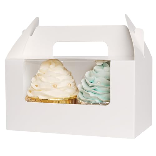 Gcardist Weiß Cupcake Container Double Cupcake Stand Einweg 15 Double Cupcake Container mit Fenster 16.5x9.2x8.9cm Cupcake Container(6.5"x3.6"x3.5"Inch) von Gcardist