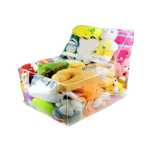 Clear Stoffed Animal Bean Bag Stuhl Cover mit Reißverschlüssen, 30/22/4 cm, wasserdichte große, füllende Bohnenbeutelstuhlabdeckung, kreative PVC -Plüschspielzeuglager, Raumsparung, für Kinderzimmer von Gcerfby