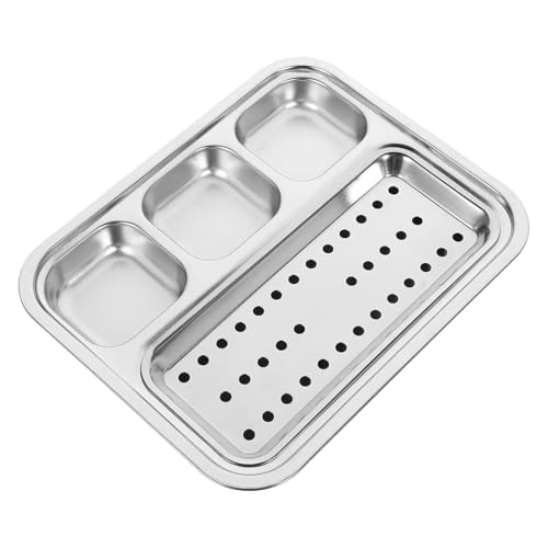 Gcerfby BBQ-Gewürzplatte, Multi-Abschnitts-Design, 20x16x2,2 cm, Dip-Schüssel mit DIP-Saucen aus Edelstahl, Schüssel mit mehreren Abschnitten, für Soy, Ketchup Soja Gcerfby BBQ-Gewürzplatte, Multi-Abschnitts-Design, 20x16x2,2 cm, Dip-Schüssel mit DIP-Saucen aus Edelstahl, Schüssel mit mehreren Abschnitten, für Soy, Ketchup Soja von Gcerfby