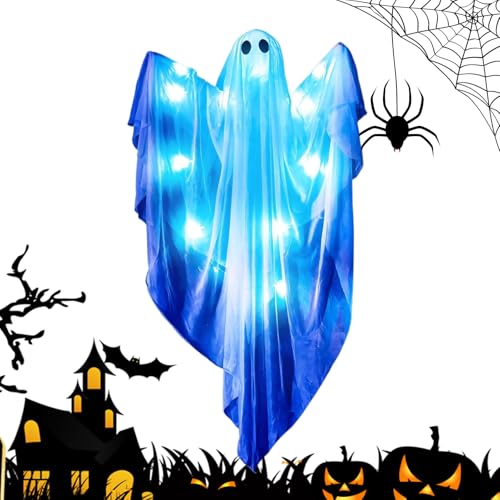 Gcerfby Halloween Geist - Halloween Dimmbare Leuchtgeister Dekoration | Mit Klängen Aufhängbare Figuren Niedliche Statue Leuchtend Für Innen Außen Haus Party Nacht Fenster Tür Garten von Gcerfby