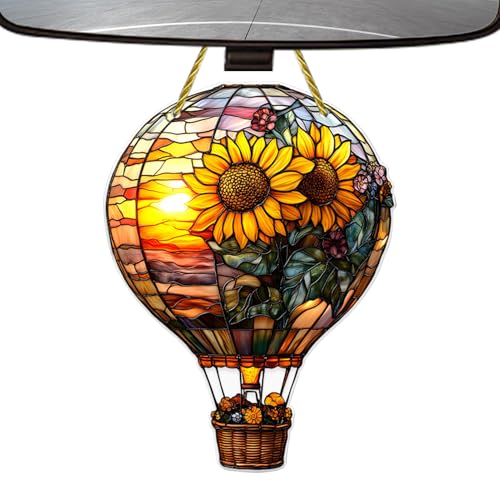 Gcerfby Heißluftballon Ornament - 2-D Buntes Glas Solar Ballon Deko,Wetterfeste Solarleuchten Außendekoration Für Garten Terrasse Hof Gcerfby Heißluftballon Ornament - 2-D Buntes Glas Solar Ballon Deko,Wetterfeste Solarleuchten Außendekoration Für Garten Terrasse Hof von Gcerfby