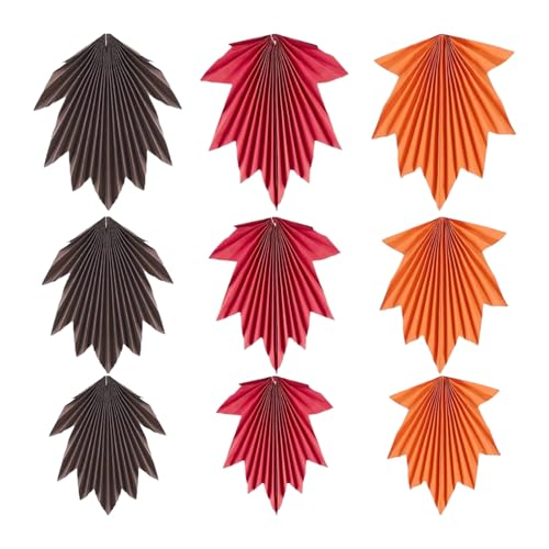 Gcerfby Herbstparty Dekoration - 9 Stücke Hochzeit Ahornblätter Papier Fächer Deko - Hängbare Deko für Thanksgiving Herbst Hochzeit Babyfest,Für Geburtstag Thanksgiving Party von Gcerfby