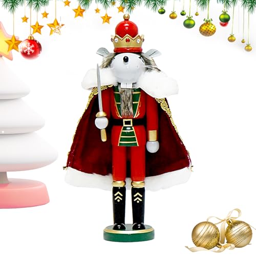 Gcerfby Holz Deko Nussknacker | Mäuse König Ornament | Weihnachten Nussknacker Ornament Kleine Soldatenfigur für Weihnachten Figur Dekoration 30,5 cm von Gcerfby
