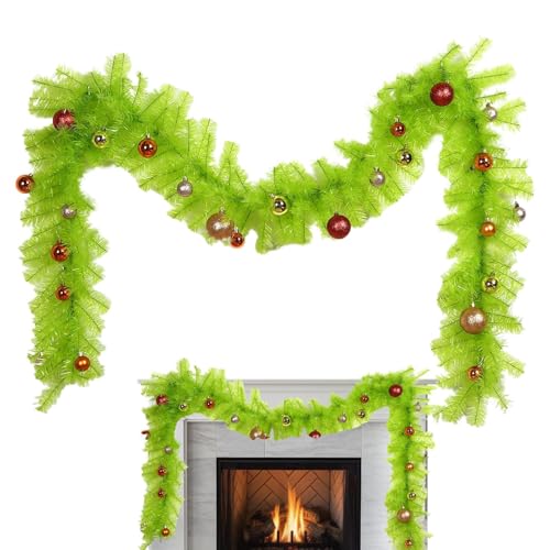 Gcerfby Outdoor Weihnachtsgirlande | Weihnachts Dekoration - Deko Kunstliche Girlande Für Fenster Indoor Tisch Outdoor Geländer Treppen Tür | Für Hochzeit Wohnzimmer Außenbereich Und von Gcerfby