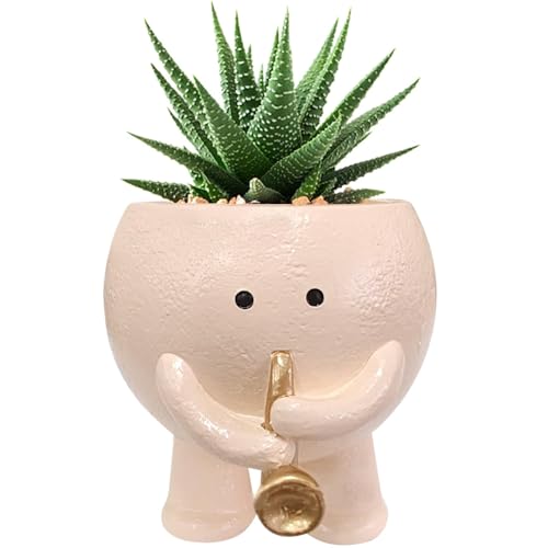 Gcerfby Smiling Plant Pot | Outdoor Resin Plant Pot,Blowing Saxophon Shaped Resin Pots, Multifunctional Pots For Balcony, Study Gcerfby Smiling Plant Pot | Outdoor Resin Plant Pot,Blowing Saxophon Shaped Resin Pots, Multifunctional Pots For Balcony, Study von Gcerfby