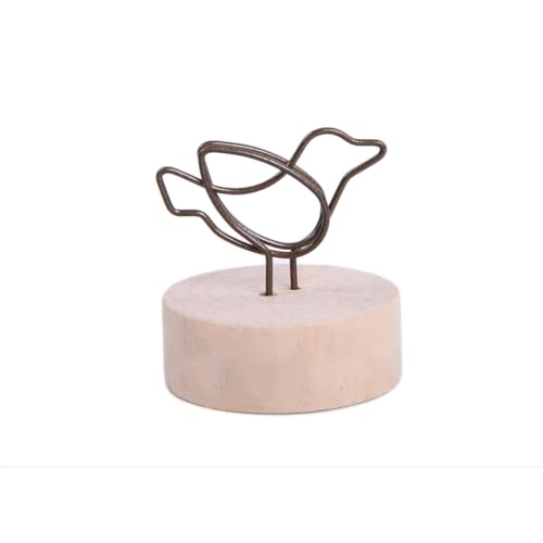 Gcerfby Tischschildhalter – Rustikaler Tischkartenhalter aus Holz, Echtholzsockel, Memo-Fotoclip, Namenskarten, Fotohalter für Hochzeit, Party, Schild, Lebensmittelkarten, Etikett von Gcerfby