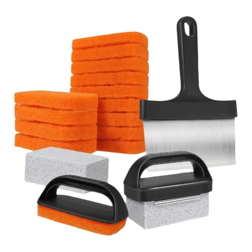 Griddle Cleaning Kit, tragbares Design, 28.5/25,5/8 cm, flaches oberes Grillreiniger -Kit mit Griffblockpolstern, multifunktionales Bratpflegerreinigungsset, einfach zu bedienen, für BBQ Fett von Gcerfby
