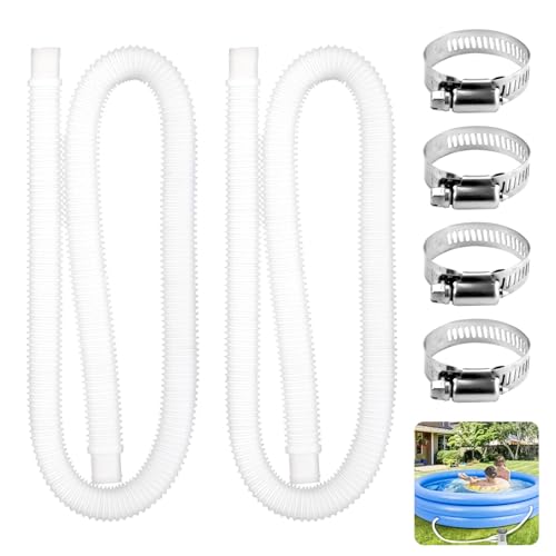 Gcffom 2 Stück Poolschlauch, Schlauch für Poolpumpe, Universal Schwimmbadschlauch 32mm mit 4 Stück Sicherungsclip, Poolpumpe Ersatzschlauch für Oberirdische Poolfilterpumpe von Gcffom