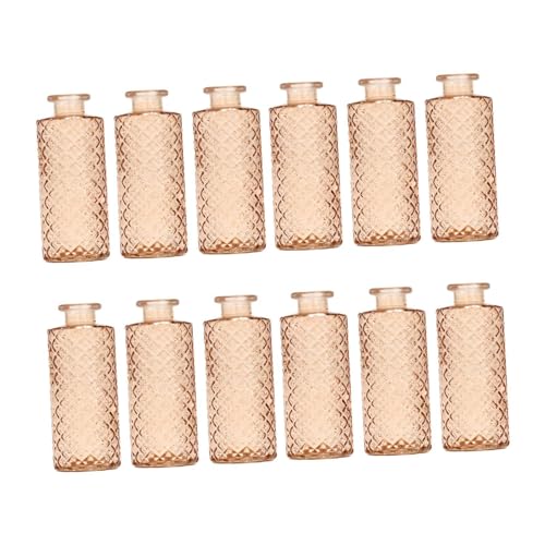 Gcljlmy 12 Stück Glasvasen, dekorative Vasen, Romantisches Geschenk, Pflanzenbehälter, Blumenarrangement-Display für drinnen und draußen, Bücherregal (Braun) von Gcljlmy