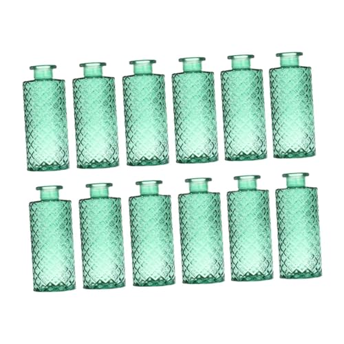 Gcljlmy 12 Stück Glasvasen, dekorative Vasen, Romantisches Geschenk, Pflanzenbehälter, Blumenarrangement-Display für drinnen und draußen, Bücherregal (Grün) von Gcljlmy