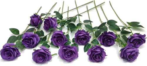 Gcljlmy 12 Stück Schwarze Rosen Künstlich, 21in Einzelne Langstielige Seidenrosenstrauß, Künstliche Blumen Schwarze Rose für Braut Hochzeitssträuße Garten Wohnzimmer Hotel Büro Dekor (Violett) Gcljlmy 12 Stück Schwarze Rosen Künstlich, 21in Einzelne Langstielige Seidenrosenstrauß, Künstliche Blumen Schwarze Rose für Braut Hochzeitssträuße Garten Wohnzimmer Hotel Büro Dekor (Violett) von Gcljlmy