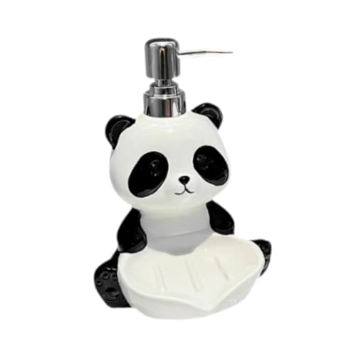 Gcljlmy 2-in-1-Panda-Seifenspender, Flüssigseifenspender mit Seifenschale, manueller Shampoo-Duschgel-Spender fürs Büro von Gcljlmy