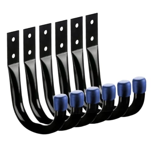 Gcljlmy 6 Stück Garagen-Aufbewahrungshaken, robuste Wandhaken aus Eisenmetall, Kleiderbügel zum Aufhängen von Seilen, Kajaks, Klappstühlen (Blau) von Gcljlmy