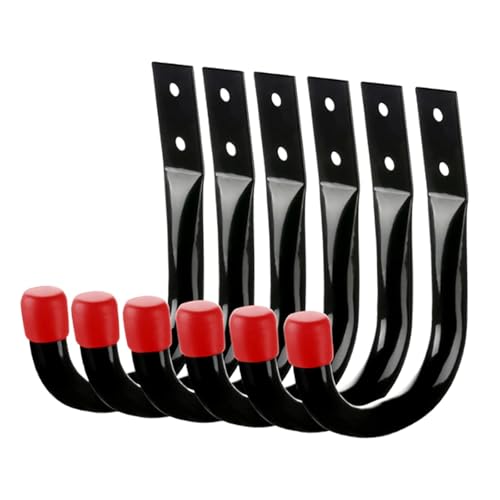 Gcljlmy 6 Stück Garagen-Aufbewahrungshaken, robuste Wandhaken aus Eisenmetall, Kleiderbügel zum Aufhängen von Seilen, Kajaks, Klappstühlen (Rot) von Gcljlmy